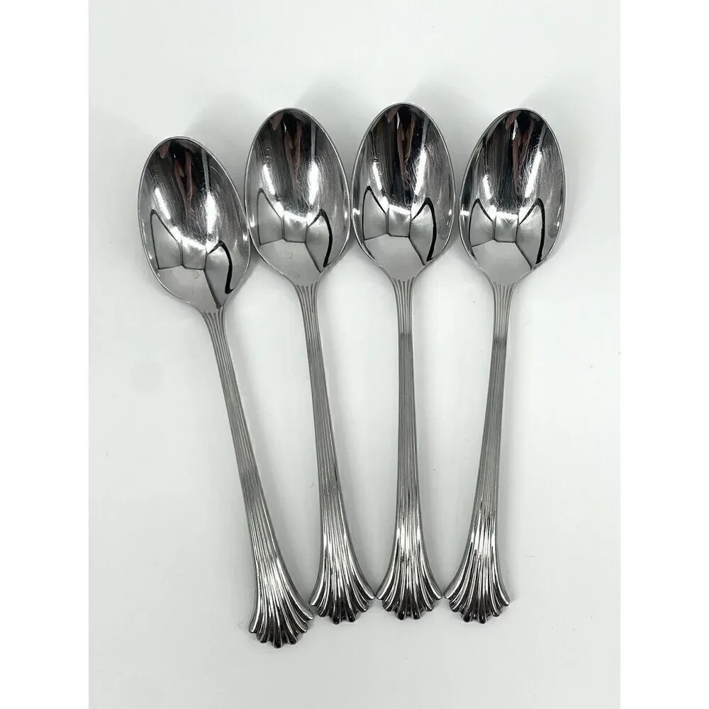 International Silver Tiara Stainless 18/8 Korea Glossy Dinner Spoons Set Of 4